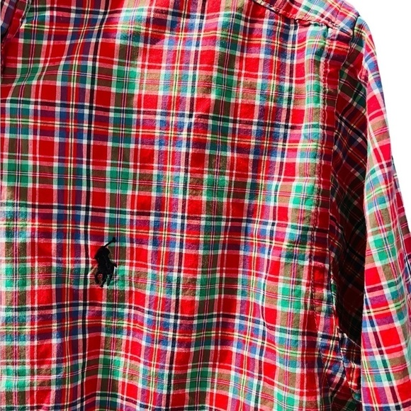 Ralph Lauren Christmas Colors Plaid Button Down Red Green Men's Size XL Holiday - Picture 3 of 7